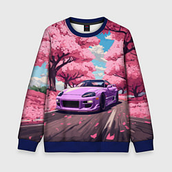 Свитшот детский Тойота супра и сакура, цвет: 3D-синий