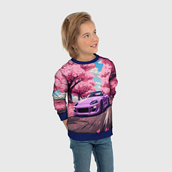 Свитшот детский Тойота супра и сакура, цвет: 3D-синий — фото 2