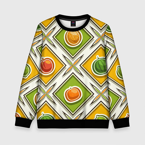 Детский свитшот Fruits and berries pattern / 3D-Черный – фото 1