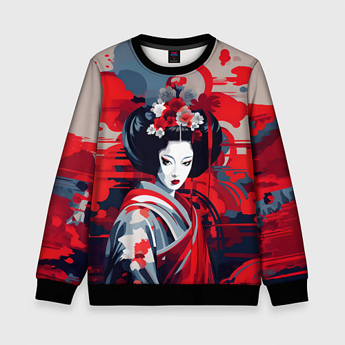 Детский свитшот Geisha vector style / 3D-Черный – фото 1