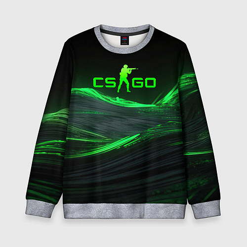 Детский свитшот CSGO neon green logo / 3D-Меланж – фото 1