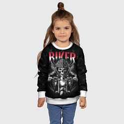 Свитшот детский Скелет байкера на мотоцикле, цвет: 3D-белый — фото 2