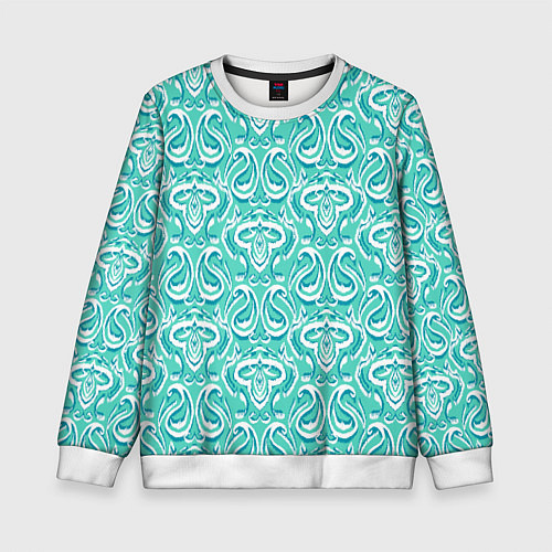 Детский свитшот Бирюзовый этнический орнамент / 3D-Белый – фото 1