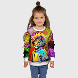 Свитшот детский Funny lion cub - pop art, цвет: 3D-белый — фото 2