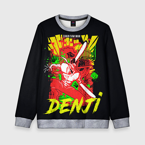 Детский свитшот Человек-бензопила - поп арт / 3D-Меланж – фото 1