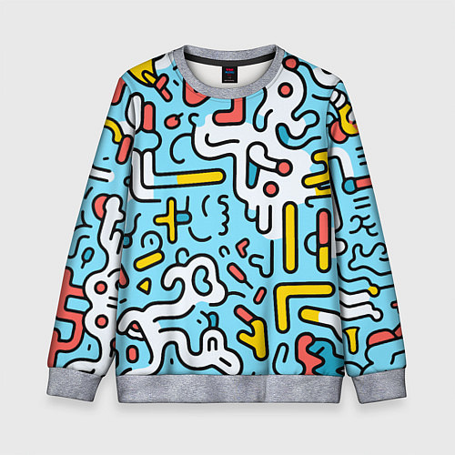 Детский свитшот Геометрическая контурная абстракция / 3D-Меланж – фото 1