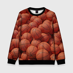 Свитшот детский Узор с баскетбольными мячами, цвет: 3D-черный