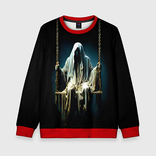 Детский свитшот Призрак на качелях / 3D-Красный – фото 1