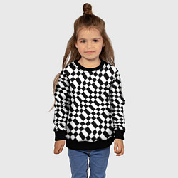 Свитшот детский Шахматка искажённая чёрно-белая, цвет: 3D-черный — фото 2
