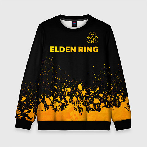 Детский свитшот Elden Ring - gold gradient: символ сверху / 3D-Черный – фото 1