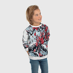 Свитшот детский Лепестки цветущей вишни - сакура, цвет: 3D-белый — фото 2