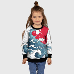 Свитшот детский Страна восходящего солнца - большая волна, цвет: 3D-черный — фото 2