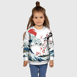 Свитшот детский Хокусай большая волна в Канагаве - пародия укиё, цвет: 3D-белый — фото 2