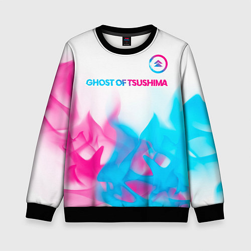 Детский свитшот Ghost of Tsushima neon gradient style: символ свер / 3D-Черный – фото 1