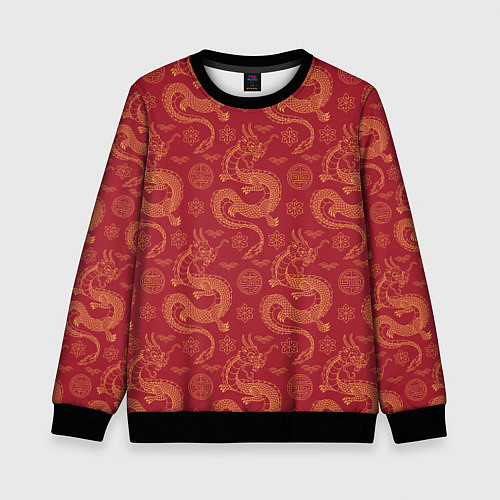 Детский свитшот Dragon red pattern / 3D-Черный – фото 1