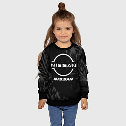 Свитшот детский Nissan speed на темном фоне со следами шин, цвет: 3D-черный — фото 2