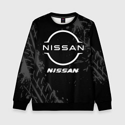 Свитшот детский Nissan speed на темном фоне со следами шин, цвет: 3D-черный