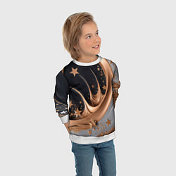 Свитшот детский Звезды и месяц на черном, цвет: 3D-белый — фото 2