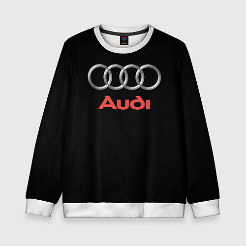 Детский свитшот Audi sport на чёрном / 3D-Белый – фото 1