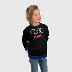 Свитшот детский Audi sport на чёрном, цвет: 3D-синий — фото 2