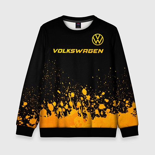 Детский свитшот Volkswagen - gold gradient: символ сверху / 3D-Черный – фото 1