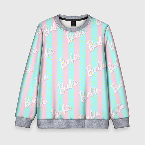 Детский свитшот Паттерн Барби на фоне костюма Кена в розово-голубу / 3D-Меланж – фото 1