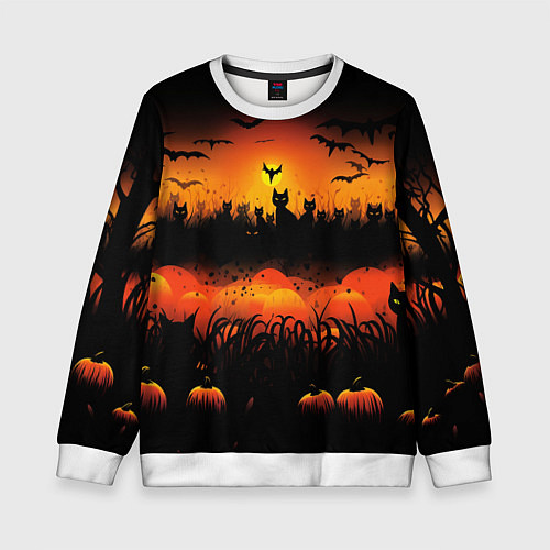 Детский свитшот Кошки хэллоуина / 3D-Белый – фото 1