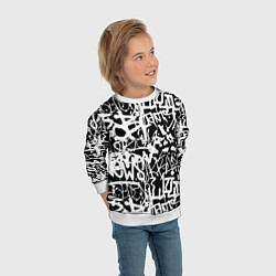 Свитшот детский Граффити черно-белый паттерн, цвет: 3D-белый — фото 2