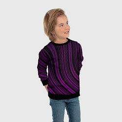 Свитшот детский Абстракция фиолетовые линии, цвет: 3D-черный — фото 2
