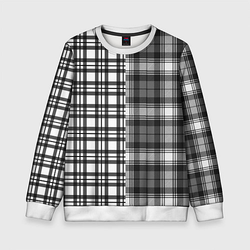 Детский свитшот Черно-белый паттерн клетка / 3D-Белый – фото 1
