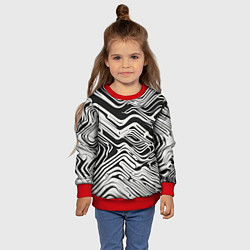 Свитшот детский Волнистые белые линии, цвет: 3D-красный — фото 2