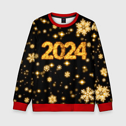 Детский свитшот Новый 2024 год - золотые снежинки
