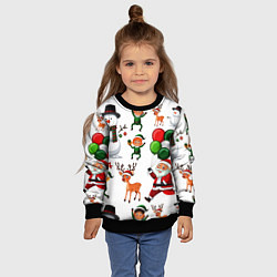 Свитшот детский Зимний праздник - деды морозы гномы олени, цвет: 3D-черный — фото 2