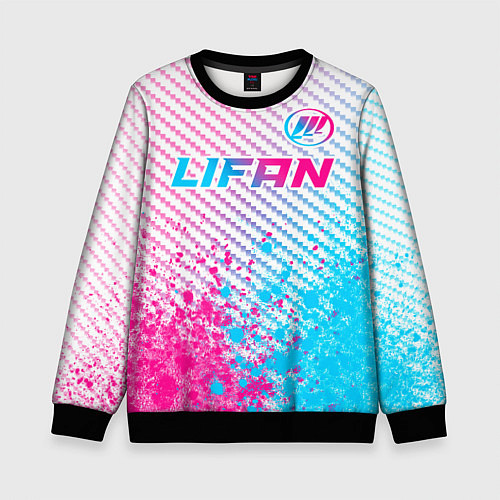 Детский свитшот Lifan neon gradient style: символ сверху / 3D-Черный – фото 1