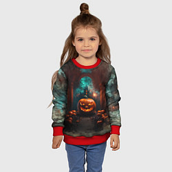 Свитшот детский Хэллоуинская тыква на фоне замка, цвет: 3D-красный — фото 2