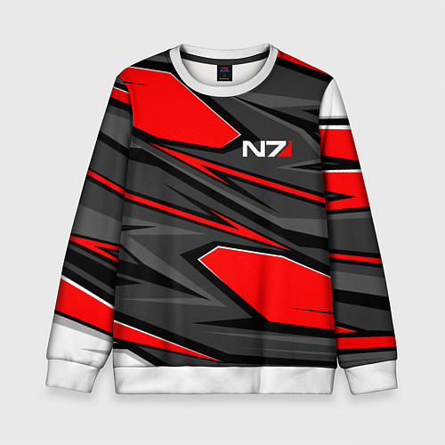 Детский свитшот Mass Effect - черно-белый / 3D-Белый – фото 1