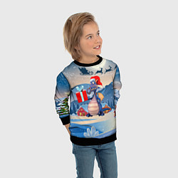 Свитшот детский Новогодний дракон 2024, цвет: 3D-черный — фото 2