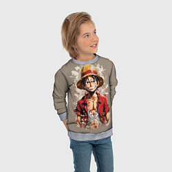 Свитшот детский Монки Ди Руфи - One Piece, цвет: 3D-меланж — фото 2