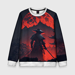 Детский свитшот Samurai and red moon - нейросеть
