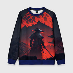 Детский свитшот Samurai and red moon - нейросеть
