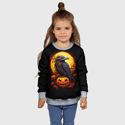 Свитшот детский Halloween - ворон и тыква, цвет: 3D-меланж — фото 2