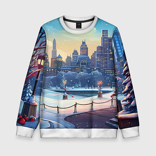 Детский свитшот Зимний большой город / 3D-Белый – фото 1