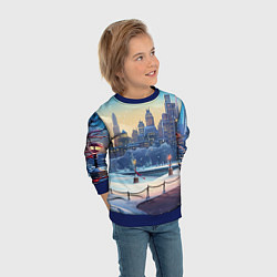 Свитшот детский Зимний большой город, цвет: 3D-синий — фото 2