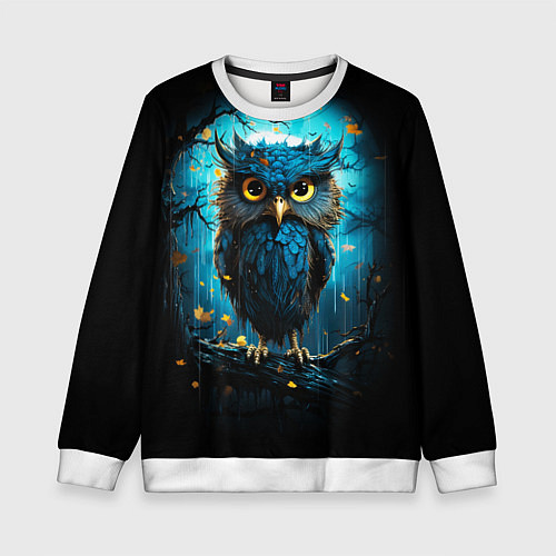 Детский свитшот Halloween - ночная сова / 3D-Белый – фото 1