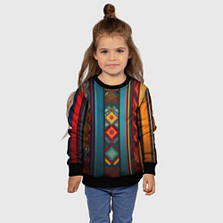 Свитшот детский Этнический орнамент в вертикальную полоску, цвет: 3D-черный — фото 2