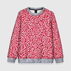 Свитшот детский Белые узоры на красном фоне, цвет: 3D-меланж