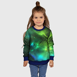 Свитшот детский Бескрайний космос зелёный, цвет: 3D-синий — фото 2