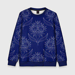 Свитшот детский Лайнарт лотосы на синем - паттерн, цвет: 3D-синий