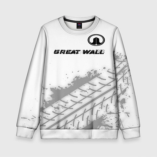 Детский свитшот Great Wall speed на светлом фоне со следами шин по / 3D-Белый – фото 1