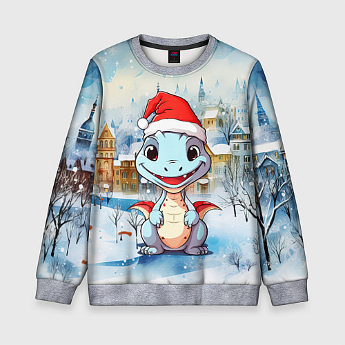 Детский свитшот Новогодний дракон 2024 / 3D-Меланж – фото 1